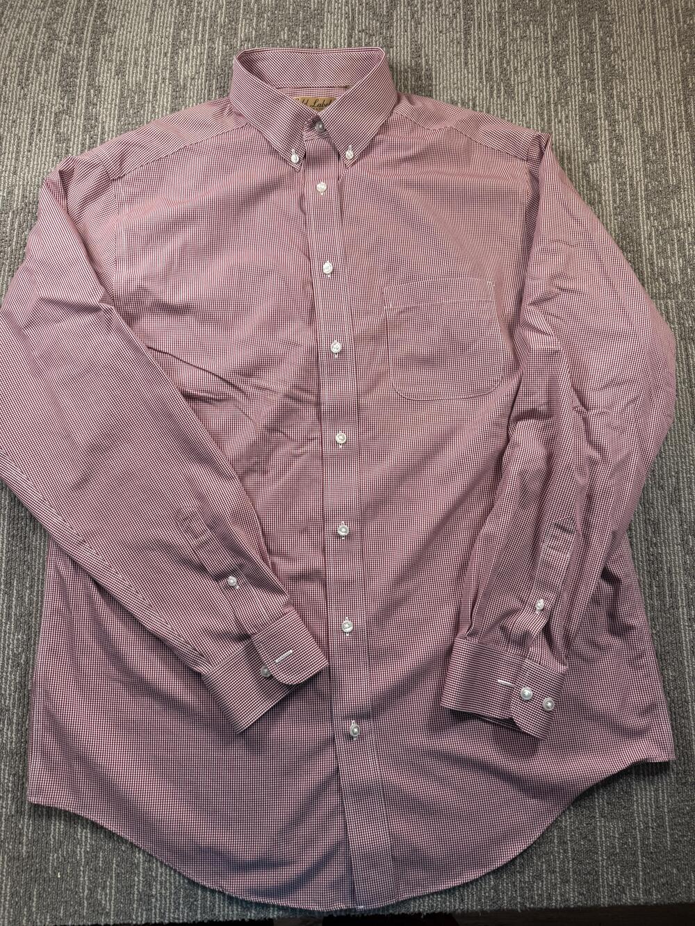 Roundtree & Yorke Gold Label Dress Shirt Mens 2XB Red Gingham Non Iron LS